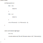 C# code for the Fibonacci sequence.