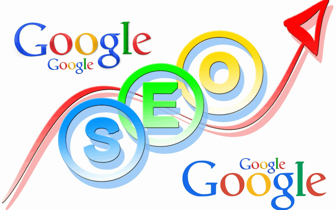 Google logos with SEO in the middle with a parabola going up and to the right. The S is in blue, the e is in green, the o is in yellow and all three are circled. Understanding Page Rank is the first step in improving your website's Google Page Rank. Google PageRank is critical for improving your website's SEO.